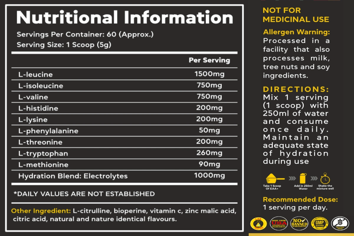 eaa nutrition and usage direction
